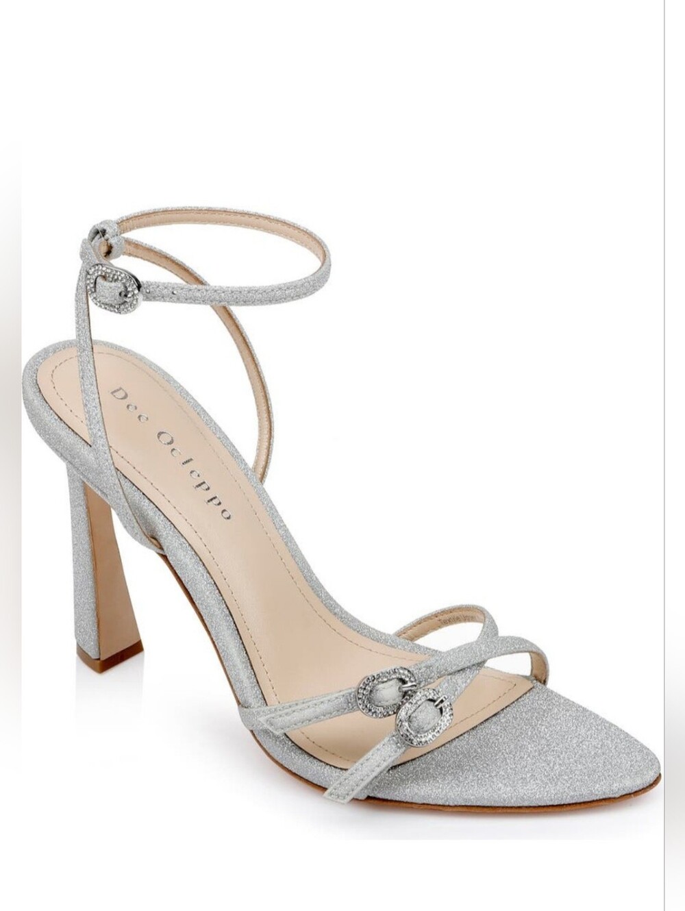 DEE OCLEPPO LANAI SILVER GLITTER BUCKLE STRAP SANDAL US 7
